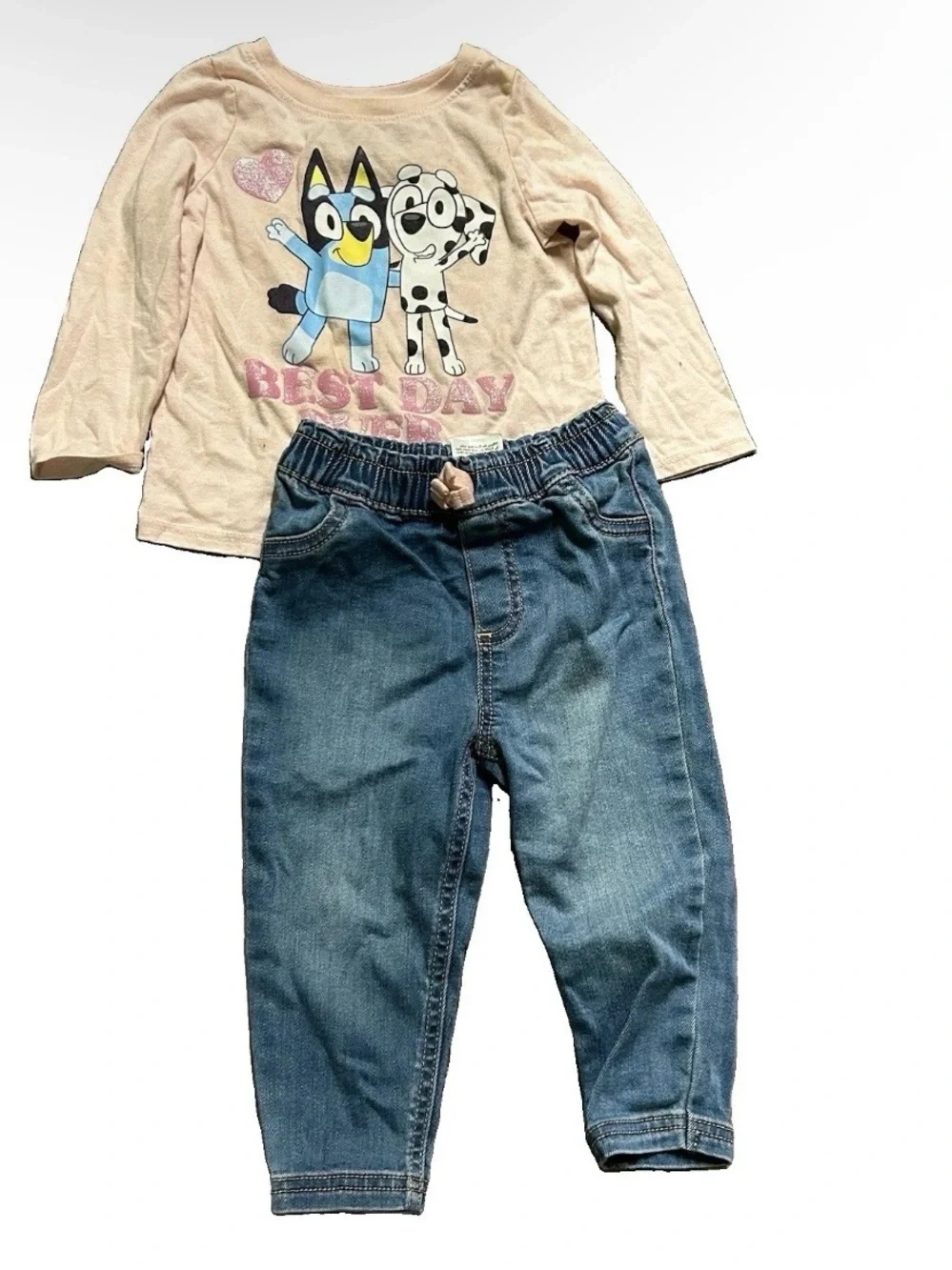 Toddler Girl Winter Clothing Jeans Long Sleeve Tops Size 12-18 Months
